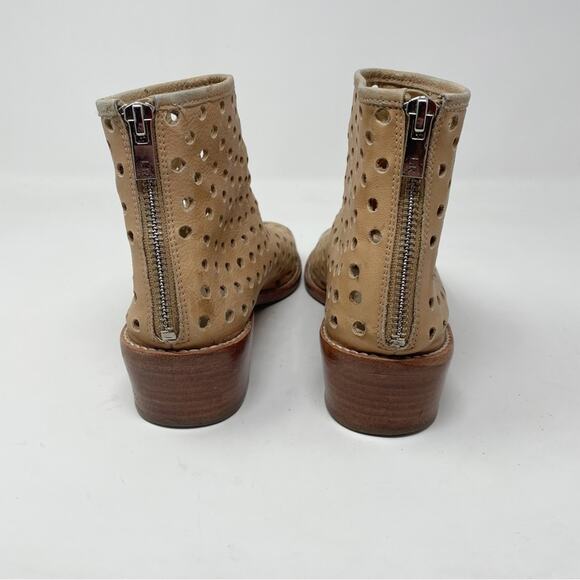Loeffler Randall Ione Beach Tan Leather Perforated Open Toe Ankle Boots Shoes 6 - Picture 10 of 16
